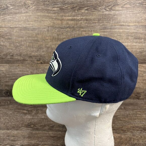 Seattle Seahawks Hat Cap Strap Back Navy Green NFL Football Mens NFC 47 Brand - Picture 2 of 7